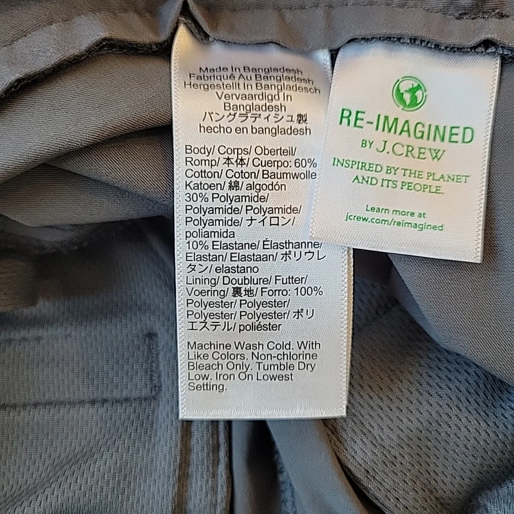 J Crew 484 Slim Tech Pants Men's 35x32 Gray Stretch Performance Chino‎ Travel
